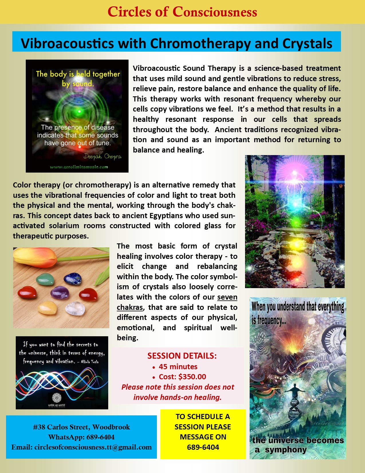 Sound healing and vibrational medicine to treat illness, revitalize the body, and elevate the spirit..